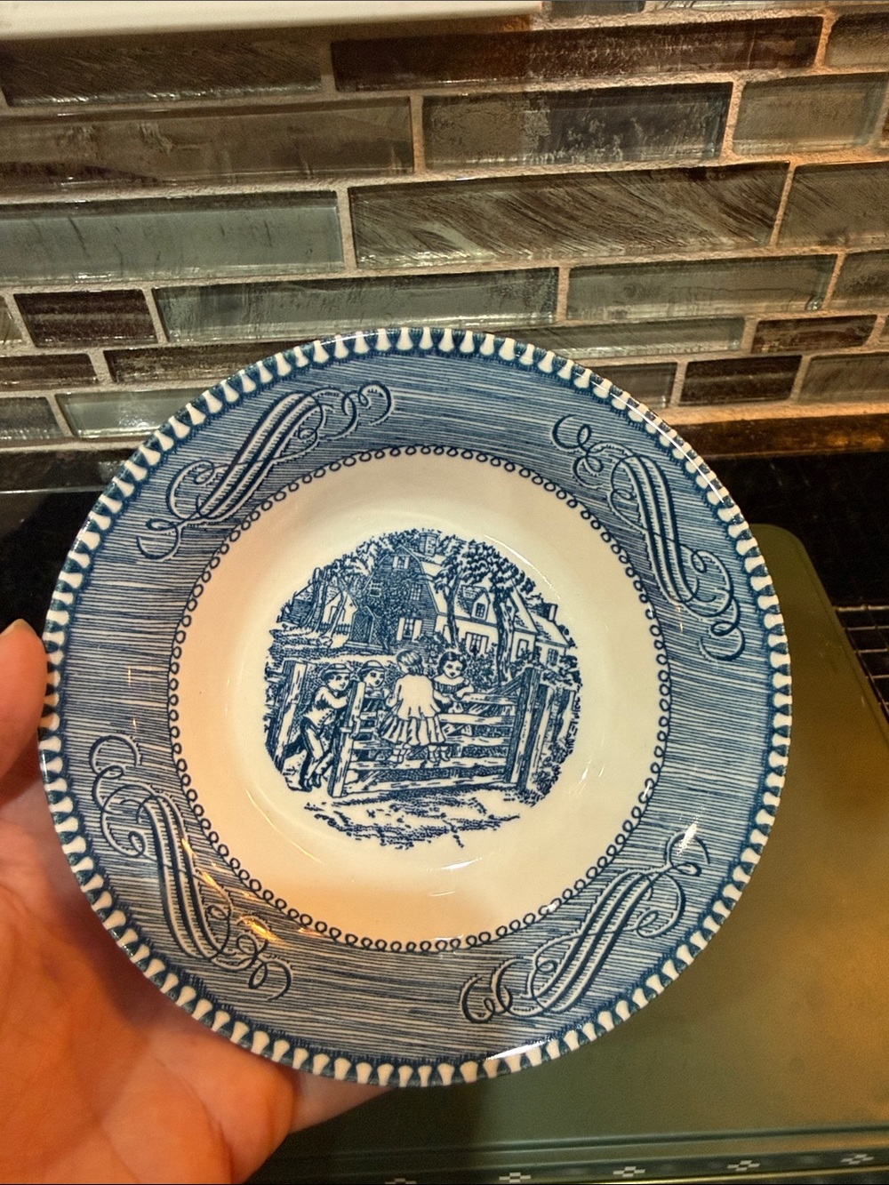 Royal China Currier & Ives " The Old Farm Gate" Berry Bowls